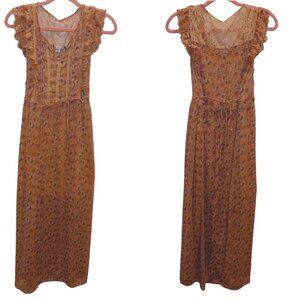 Ladies Small - Peach Floral Maxi Dress